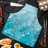 Hawaii Turquoise Kapa Apron Vintage 'Ohe Kāpala Motifs Mix Plumeria Leis LT7 Turquoise - Polynesian Pride