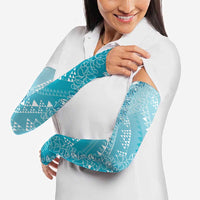 Hawaii Turquoise Kapa Arm Sleeves Vintage 'Ohe Kāpala Motifs Mix Plumeria Leis LT7 - Polynesian Pride