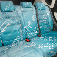 Hawaii Turquoise Kapa Back Car Seat Cover Vintage 'Ohe Kāpala Motifs Mix Plumeria Leis