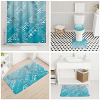 Hawaii Turquoise Kapa Bathroom Set Vintage 'Ohe Kāpala Motifs Mix Plumeria Leis LT7 - Polynesian Pride