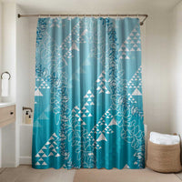 Hawaii Turquoise Kapa Bathroom Set Vintage 'Ohe Kāpala Motifs Mix Plumeria Leis LT7 Shower Curtain Only Turquoise - Polynesian Pride