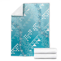 Hawaii Turquoise Kapa Blanket Vintage 'Ohe Kāpala Motifs Mix Plumeria Leis LT7 - Polynesian Pride