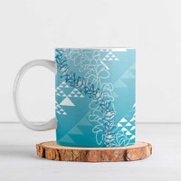 Hawaii Turquoise Kapa Ceramic Mug Vintage 'Ohe Kāpala Motifs Mix Plumeria Leis LT7 Turquoise - Polynesian Pride