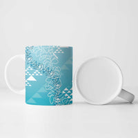 Hawaii Turquoise Kapa Ceramic Mug Vintage 'Ohe Kāpala Motifs Mix Plumeria Leis LT7 - Polynesian Pride