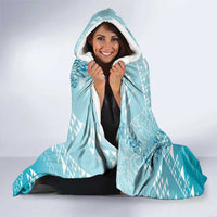Hawaii Turquoise Kapa Hooded Blanket Vintage 'Ohe Kāpala Motifs Mix Plumeria Leis