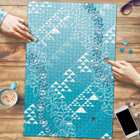 Hawaii Turquoise Kapa Puzzle Vintage 'Ohe Kāpala Motifs Mix Plumeria Leis LT7 Turquoise - Polynesian Pride