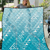 Hawaii Turquoise Kapa Quilt Vintage 'Ohe Kāpala Motifs Mix Plumeria Leis