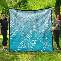 Hawaii Turquoise Kapa Quilt Vintage 'Ohe Kāpala Motifs Mix Plumeria Leis