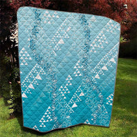 Hawaii Turquoise Kapa Quilt Vintage 'Ohe Kāpala Motifs Mix Plumeria Leis