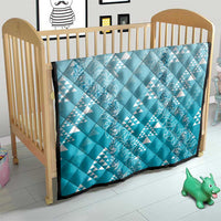 Hawaii Turquoise Kapa Quilt Vintage 'Ohe Kāpala Motifs Mix Plumeria Leis