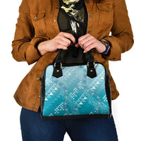 Hawaii Turquoise Kapa Shoulder Handbag Vintage 'Ohe Kāpala Motifs Mix Plumeria Leis LT7 - Polynesian Pride