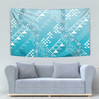 Hawaii Turquoise Kapa Tapestry Vintage 'Ohe Kāpala Motifs Mix Plumeria Leis LT7 - Polynesian Pride