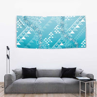 Hawaii Turquoise Kapa Tapestry Vintage 'Ohe Kāpala Motifs Mix Plumeria Leis LT7 - Polynesian Pride