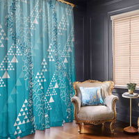 Hawaii Turquoise Kapa Window Curtain Vintage 'Ohe Kāpala Motifs Mix Plumeria Leis LT7 - Polynesian Pride