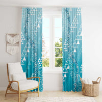 Hawaii Turquoise Kapa Window Curtain Vintage 'Ohe Kāpala Motifs Mix Plumeria Leis LT7 - Polynesian Pride
