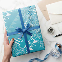 Hawaii Kapa Vintage Motifs Mix Plumeria Leis Wrapping Paper Turquoise