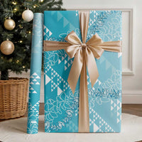 Hawaii Kapa Vintage Motifs Mix Plumeria Leis Wrapping Paper Turquoise