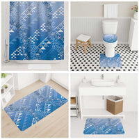 Hawaii Royal Blue Kapa Bathroom Set Vintage 'Ohe Kāpala Motifs Mix Plumeria Leis LT7 - Polynesian Pride