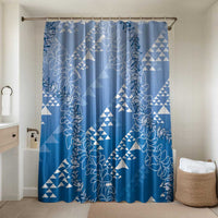 Hawaii Royal Blue Kapa Bathroom Set Vintage 'Ohe Kāpala Motifs Mix Plumeria Leis LT7 Shower Curtain Only Royal Blue - Polynesian Pride
