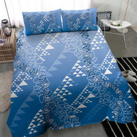 Hawaii Royal Blue Kapa Bedding Set Vintage 'Ohe Kāpala Motifs Mix Plumeria Leis LT7 - Polynesian Pride