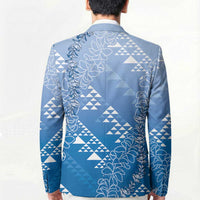 Hawaii Royal Blue Kapa Blazer Vintage 'Ohe Kāpala Motifs Mix Plumeria Leis LT7 - Polynesian Pride
