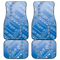 Hawaii Royal Blue Kapa Car Mats Vintage 'Ohe Kāpala Motifs Mix Plumeria Leis LT7 - Polynesian Pride