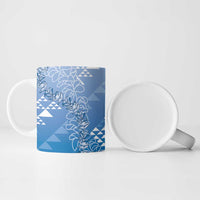 Hawaii Royal Blue Kapa Ceramic Mug Vintage 'Ohe Kāpala Motifs Mix Plumeria Leis LT7 - Polynesian Pride