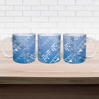 Hawaii Royal Blue Kapa Ceramic Mug Vintage 'Ohe Kāpala Motifs Mix Plumeria Leis LT7 - Polynesian Pride