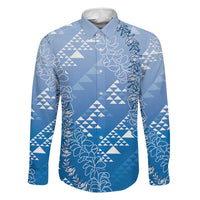 Hawaii Royal Blue Kapa Family Matching Summer Maxi Dress and Hawaiian Shirt Vintage 'Ohe Kāpala Motifs Mix Plumeria Leis