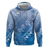 Hawaii Royal Blue Kapa Hoodie Vintage 'Ohe Kāpala Motifs Mix Plumeria Leis LT7 Pullover Hoodie Royal Blue - Polynesian Pride
