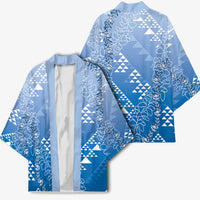 Hawaii Royal Blue Kapa Kimono Vintage 'Ohe Kāpala Motifs Mix Plumeria Leis LT7 - Polynesian Pride