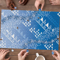 Hawaii Royal Blue Kapa Puzzle Vintage 'Ohe Kāpala Motifs Mix Plumeria Leis LT7 - Polynesian Pride
