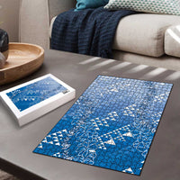 Hawaii Royal Blue Kapa Puzzle Vintage 'Ohe Kāpala Motifs Mix Plumeria Leis LT7 - Polynesian Pride