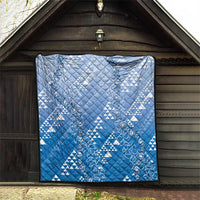 Hawaii Royal Blue Kapa Quilt Vintage 'Ohe Kāpala Motifs Mix Plumeria Leis