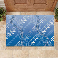 Hawaii Royal Blue Kapa Rubber Doormat Vintage 'Ohe Kāpala Motifs Mix Plumeria Leis LT7 Royal Blue - Polynesian Pride