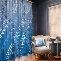 Hawaii Royal Blue Kapa Window Curtain Vintage 'Ohe Kāpala Motifs Mix Plumeria Leis LT7 - Polynesian Pride