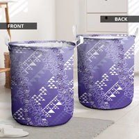 Hawaii Lavender Kapa Laundry Basket Vintage 'Ohe Kāpala Motifs Mix Plumeria Leis LT7 - Polynesian Pride