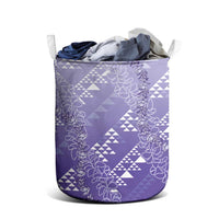 Hawaii Lavender Kapa Laundry Basket Vintage 'Ohe Kāpala Motifs Mix Plumeria Leis LT7 - Polynesian Pride