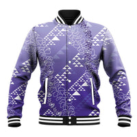 Hawaii Lavender Kapa Baseball Jacket Vintage 'Ohe Kāpala Motifs Mix Plumeria Leis LT7 Unisex Lavender - Polynesian Pride