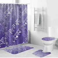 Hawaii Lavender Kapa Bathroom Set Vintage 'Ohe Kāpala Motifs Mix Plumeria Leis LT7 Bathroom Set (4 pcs) Lavender - Polynesian Pride