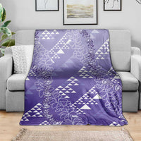 Hawaii Lavender Kapa Blanket Vintage 'Ohe Kāpala Motifs Mix Plumeria Leis LT7 - Polynesian Pride