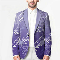 Hawaii Lavender Kapa Blazer Vintage 'Ohe Kāpala Motifs Mix Plumeria Leis LT7 - Polynesian Pride