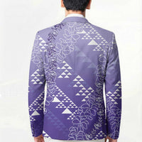 Hawaii Lavender Kapa Blazer Vintage 'Ohe Kāpala Motifs Mix Plumeria Leis LT7 - Polynesian Pride