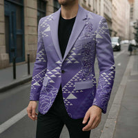 Hawaii Lavender Kapa Blazer Vintage 'Ohe Kāpala Motifs Mix Plumeria Leis LT7 - Polynesian Pride