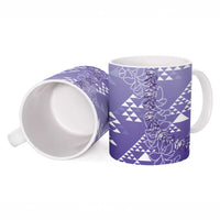Hawaii Lavender Kapa Ceramic Mug Vintage 'Ohe Kāpala Motifs Mix Plumeria Leis LT7 - Polynesian Pride