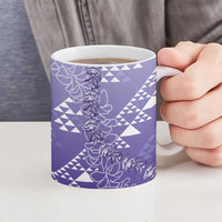 Hawaii Lavender Kapa Ceramic Mug Vintage 'Ohe Kāpala Motifs Mix Plumeria Leis LT7 - Polynesian Pride