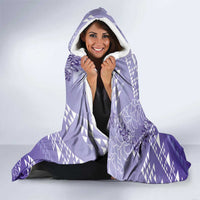 Hawaii Lavender Kapa Hooded Blanket Vintage 'Ohe Kāpala Motifs Mix Plumeria Leis LT7 - Polynesian Pride