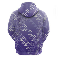 Hawaii Lavender Kapa Hoodie Vintage 'Ohe Kāpala Motifs Mix Plumeria Leis LT7 - Polynesian Pride