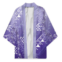 Hawaii Lavender Kapa Kimono Vintage 'Ohe Kāpala Motifs Mix Plumeria Leis LT7 Unisex Lavender - Polynesian Pride