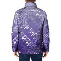 Hawaii Lavender Kapa Padded Jacket Vintage 'Ohe Kāpala Motifs Mix Plumeria Leis LT7 - Polynesian Pride